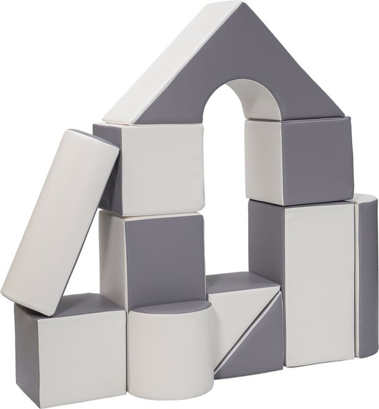 Schuimblokken speelgoed - 11-delig - 120x90x30 cm - wit, grijs van Hompel.