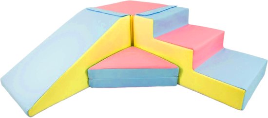 Schuimblokken speelgoed - met foam blokken glijbaan - 40 cm hoog - pastel kleuren van Sawiday Kids
