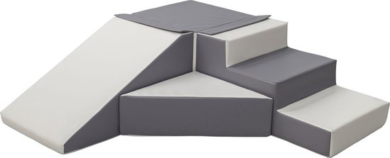 Schuimblokken speelgoed - met glijbaan - 40 cm hoog - wit grijs van Misioo