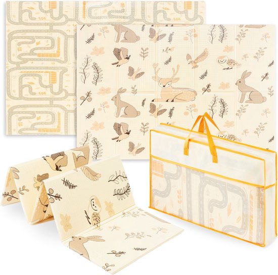 Schuimmat voor Baby's, Dubbelzijdige Opvouwbare Mat Groot 180 x 120 x 1 cm, Boho-stijl Mat voor Kinderkamer, XPE Schuimmat voor Baby van MeowBaby