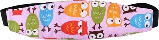Scoby - Hoofdband - Verstelbare Hoofdband - Kinder Hoofdsteun - Reisaccessoire - Uilprint - One Size - Roze van Merkloos