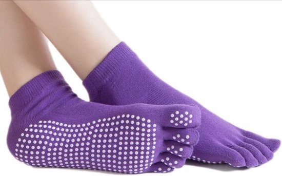 Scoby - Yogasokken - Sportsokken - Yoga - Antislip - Sokken - Yogasok - Teensokken - Pilates Socks - 36-40 - Paars van Scoby