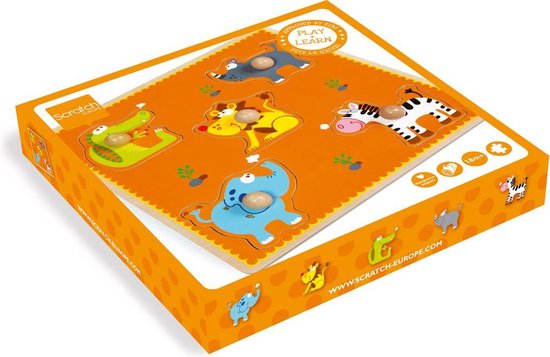 Scratch Preschool Knop puzzel - Afrika - dieren van Scratch