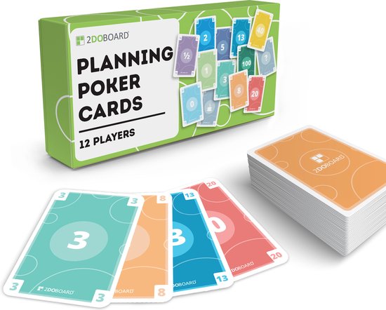 Scrum Planning Poker Kaarten - 12 personen - incl. E-book over planning poker in Nederlands en Engels van Scrumtastic