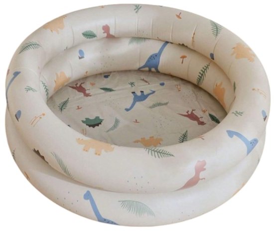 S&E Opblaasbaar Babybadje met Dierenontwerp - Inklapbaar & Geschikt voor Binnen & Buiten - Dino Beige van S&E