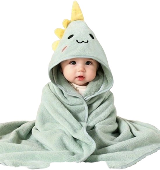 S&E Unisex Sneldrogende, Zachte Coral Fleece Badjas met Capuchon voor Baby's - Groen van S&E