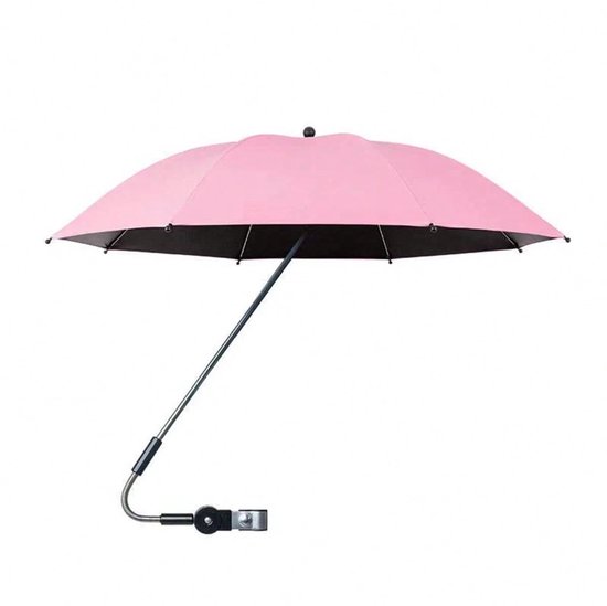 S&E UV- & Windbestendige Kinderwagenparaplu – 360° Draaibaar Zonnescherm met Klem | Universeel & Opvouwbaar | Ideaal voor Zomeruitjes - Roze van S&E