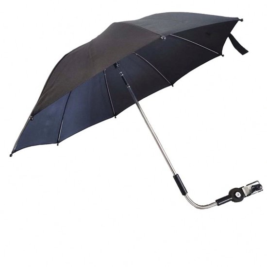 S&E UV- & Windbestendige Kinderwagenparaplu – 360° Draaibaar Zonnescherm met Klem | Universeel & Opvouwbaar | Ideaal voor Zomeruitjes - Zwart van S&E