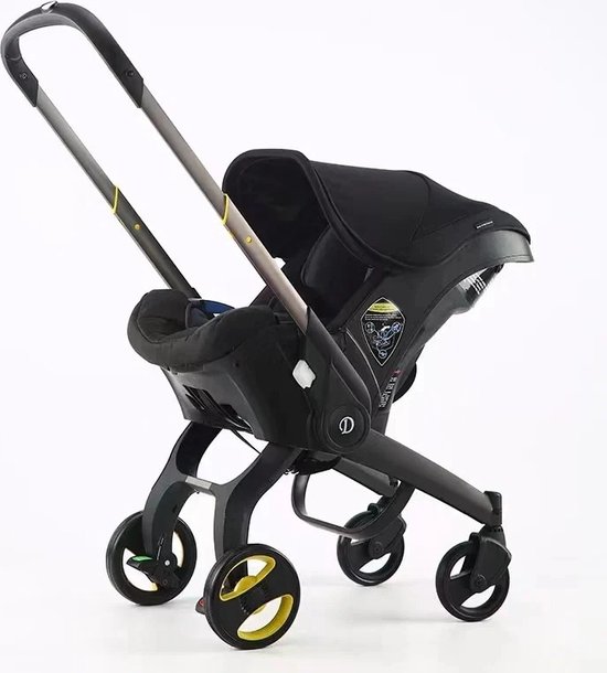 Seastone - Innovatieve Multifunctionele 4 In 1 Kinderwagen - Kinderwagen - Autostoel - Autozitje - Makkelijk inklapbaar vliegtuig - Opvouwen wordt Autostoel - Zwart van Seastone