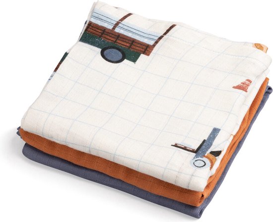 Sebra Busy Builders Hydrofiel Handdoek 75x75 Set Van 3 van Sebra