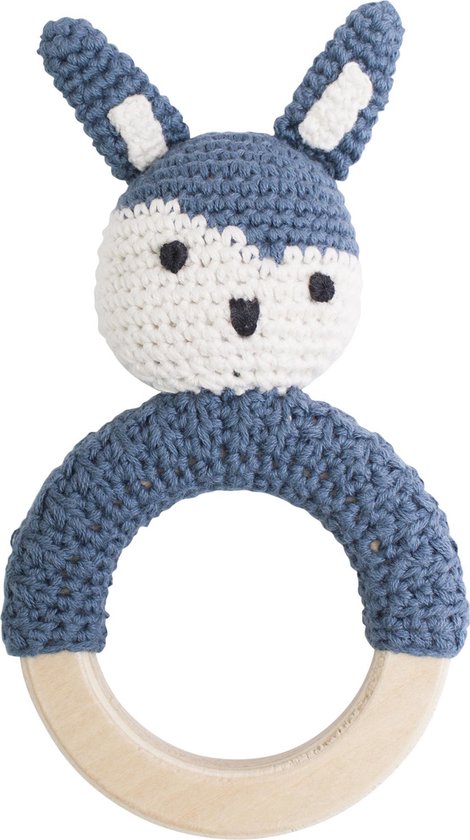 Sebra rammelaar gehaakt konijn blauw van Sebra