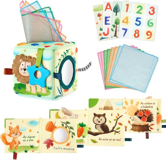Sensorisch Boek en Doos met Zakdoeken voor Baby's - Montessori Speelgoed voor Pasgeborenen van Merkloos