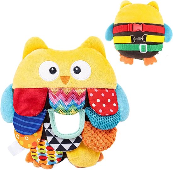 Sensorisch Speelgoed - Knuffel Uil - Leren Ontdekken - Multi-textuur - 25 x 20 x 10 cm - Multicolor