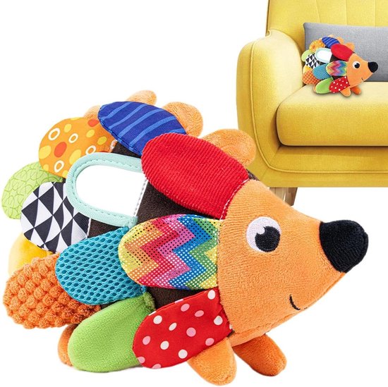 Sensorisch Speelgoed - Knuffel Uil - Vroege Ontwikkeling - Multi-textuur Ervaring - 25 x 20 x 10 cm - Egel