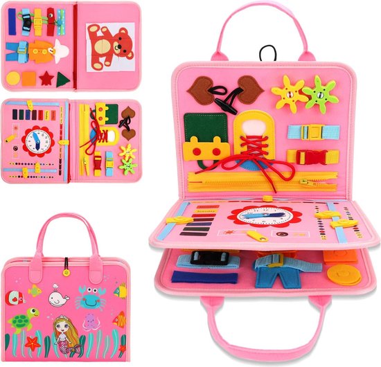 Sensorisch Speelgoed - Montessori Bezigheidsbord voor Kinderen van 1 tot 4 Jaar - Educatief Speelgoed voor Fijne Motoriek - Reisactiviteiten Verjaardag & kerstcadeau van BooBang