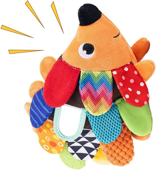 Sensorisch Speelgoed Uil - Knuffel Leer - Fijne Motoriek - Multi-textuur Ontwerp - 25 x 20 x 10 cm - Egel