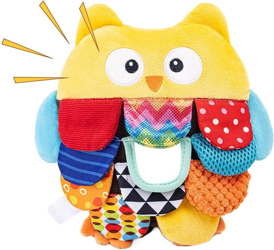 Sensorisch Speelgoed - Uil Knuffel - Vroege Ontwikkeling - Multi Textuur - 25 x 20 x 10 cm - Uil