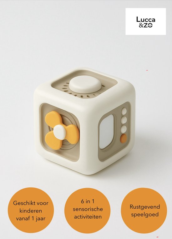 Sensorische Activiteiten Kubus – Montessori Fidget Speelgoed voor onderweg – 6-in-1 Motoriek Blokken – Rustgevend Prikkel Speelgoed voor Baby’s & Peuters – Stimuleert Ontwikkeling - Lucca &Zo® van Merkloos
