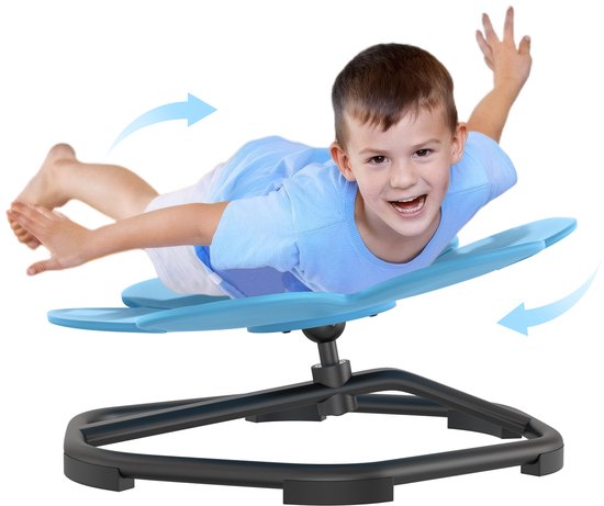 Sensorische draaistoel met bloemvorm, carrousel, bewegingsspeelgoed voor het trainen van fysieke coördinatie en evenwicht, 360° draaibare balansstoel voor thuis (blauw) NAIZY van Merkloos