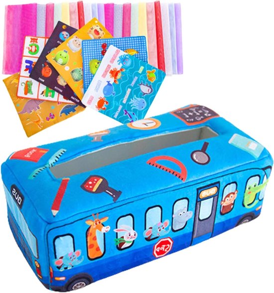 Sensorische Tissues Doos - Baby Speelgoed - Motoriek Ontwikkelen - Zachte Wasbare Stoffen - 20 x 10 x 7 cm