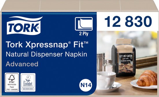 Servetten Tork Xpressnap Fit ® N14 2-laags naturel 12830 | 6 stuks van Tork