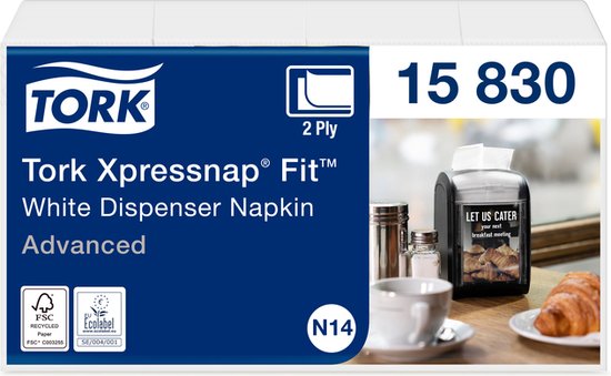 Servetten Tork Xpressnap Fit ® N14 2-laags wit 15830 van Tork