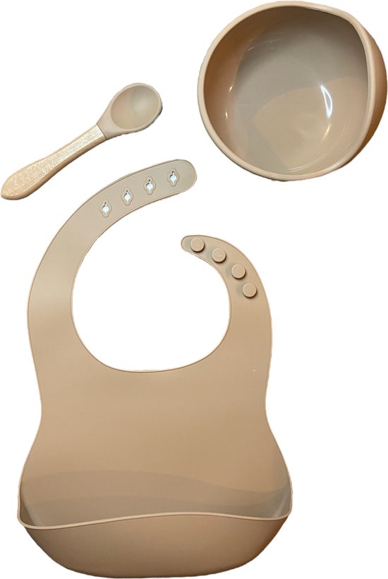 Serviesset 3-delig | Taupe | Baby | Kind | Siliconen | Eten | Kraamcadeau | Jongen | Meisje van ByAlex