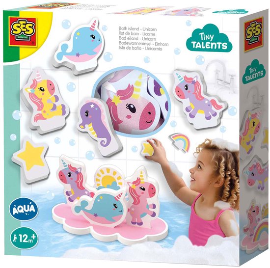 SES Creative - Tiny Talents - Eenhoorn Bad Eiland - foam eenhoorns - drijvend badspeelgoed - stimuleert fantasie - creatief spelen - baby badspeelgoed - eenhoorn speelgoed van SES Creative