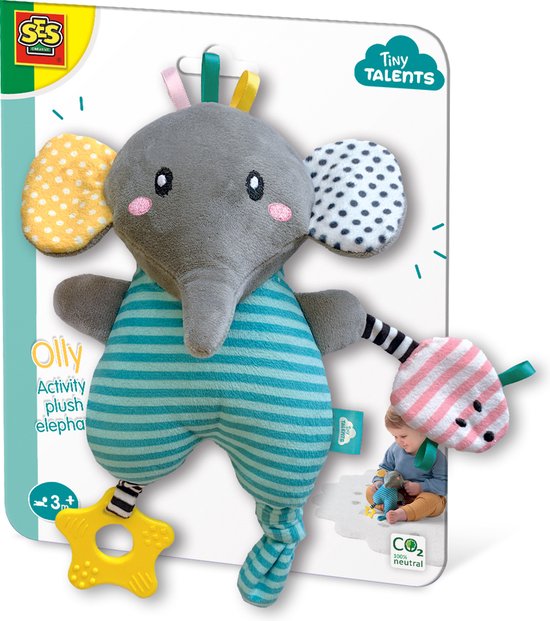 SES - Olly - Activiteiten pluche olifant - stimuleert zintuigen - lekker zacht van SES
