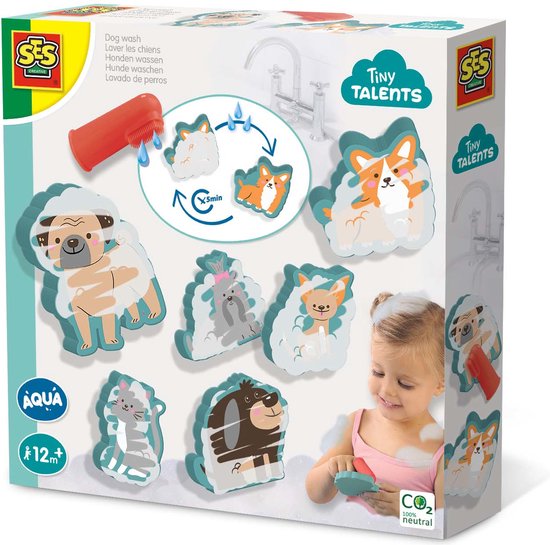 SES - Tiny Talents - Badspeelgoed - Honden wassen - na 5 minuten opnieuw te gebruiken - Speelgoed 1 jaar van SES