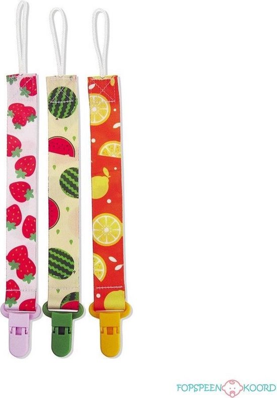 Set 3 stuks speenkoord - Speenketting - Funky Fruit - Fopspeenkoord van $
