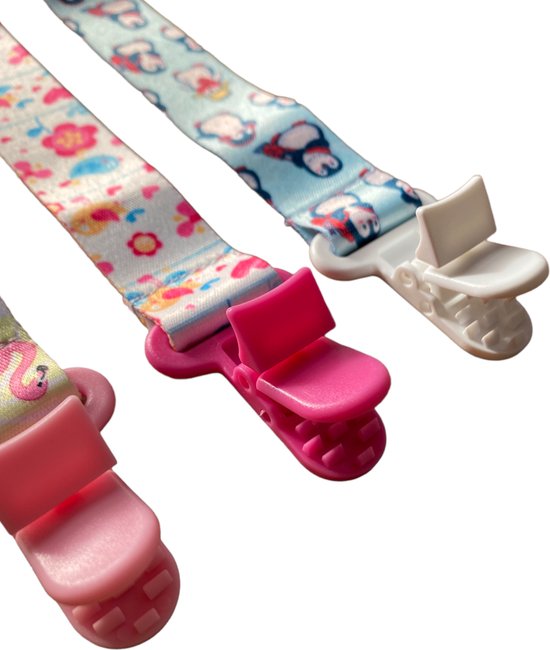 Set - 3 Stuks Speenkoord - Speenkoorden - Fopspeenkoord - Pinguin & Flamingos van Cosy Lilly