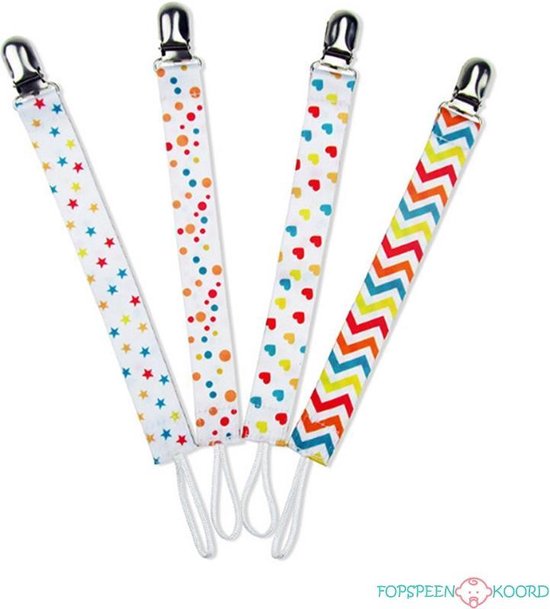 SET 4 stuks speenkoord - Shiny Happy Colors van Little Llama