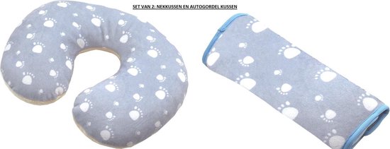 Set Baby & Kids Reis nekkussen(Maat. Nekholte 10 t/m 14 cm) + Autogordel Kussen voor Kinderen voor Jongens en Meisjes - van Little Creations