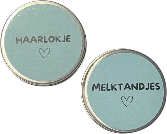 Set melktanden- en haarlokdoosje | blauw | tandendoosje | eerste haarlokje | bewaardoosjes set van Dibapur