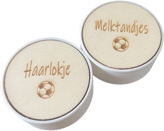 Set melktanden- en haarlokdoosje | voetbal | tandendoosje | eerste haarlokje | bewaardoosjes set van Merkloos