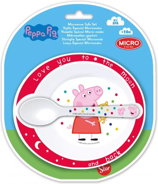 Set micro bordje + lepel Peppa Pig van Stor 