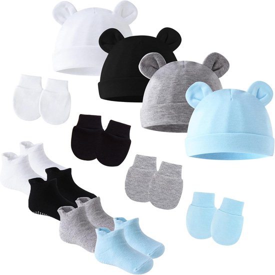 Set Muts Sokken en Wanten voor Pasgeboren Baby 0-6 Maanden Katoen van Merkloos