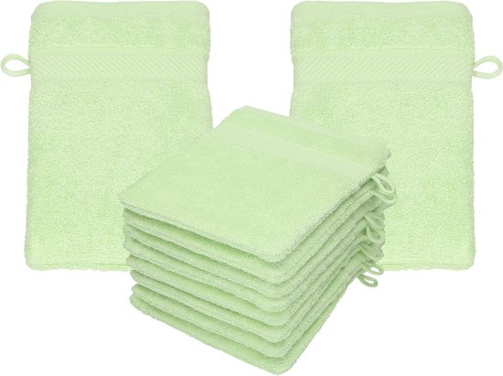 Set of 10 Palermo Washcloths 100% Cotton - 16 x 21 cm - Various Colours - Green hydrofiele washandjes van Merkloos