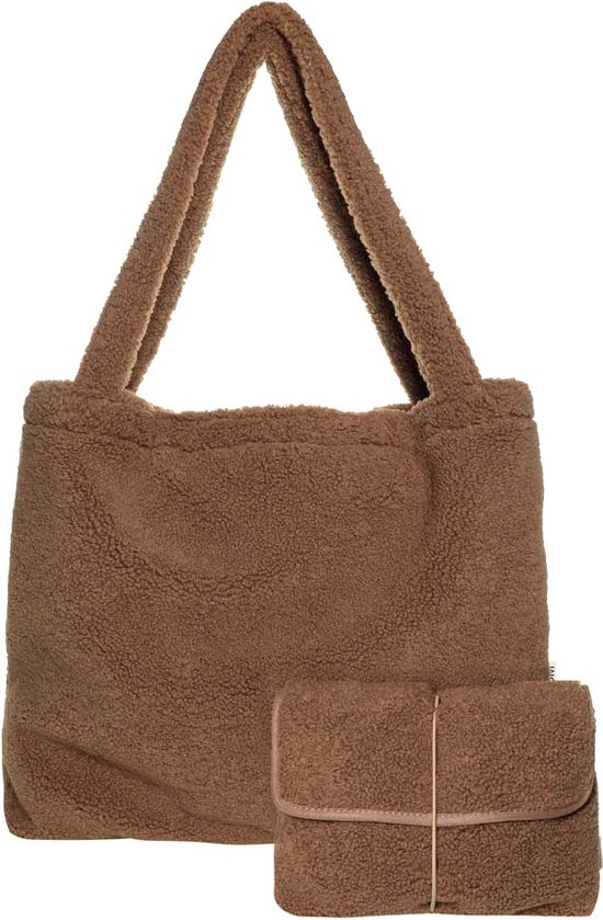 Set - Teddy Mom Bag + Luieretui - Brown van Dappermaentje