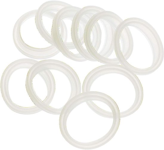 Set van 10 afdichtringen, siliconen ring, glazen flessen, thermosflessen, deksel, afdichtring, 3,5 cm, gegarandeerd lekvrij, wit, 3,5 cm van Merkloos