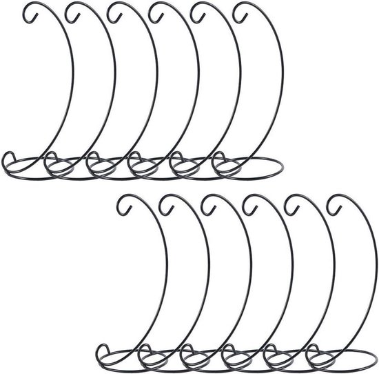 Set van 12 Ornament Display Stand Houder Zwart Ijzer Opknoping Stand Rack Kerstbal Thuis Bruiloft Decoratie