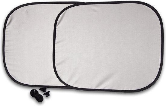 Set van 2 Auto Zonneschermen Zijruiten | Zwart/Grijs Stof, UV Protectie | 44cm x 36cm | Essentiële Autoaccessoires voor Onderweg van Dresco
