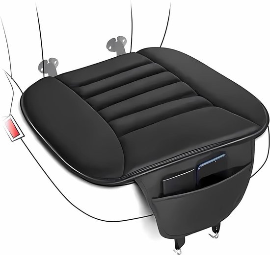 Set van 2 autostoelkussens, zacht antislip autostoelkussen, autostoelkussen, voorstoelen, traagschuimpad, voor autostoel, bureaustoel, rolstoel en alle stoelen (zwart) van FHJZXD.