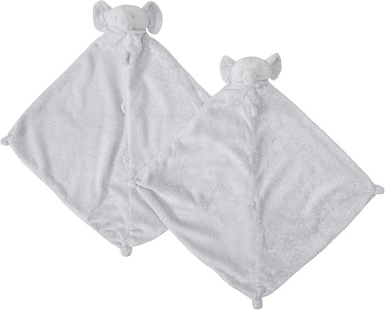 Set van 2 Baby Knuffeldoekjes Olifant Grijs - Zacht en Knuffelbaar Veiligheidsdekentje