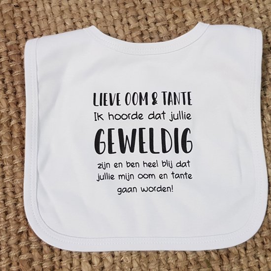 Set van 2 Baby slabbetje cadeau tekst zwangerschap aankondiging hoera jullie worden oom en tante - Geboorte Cadeau / Kraamcadeau zwangerschapsaankondiging bekendmaken bekendmaking zus van Angel in the House
