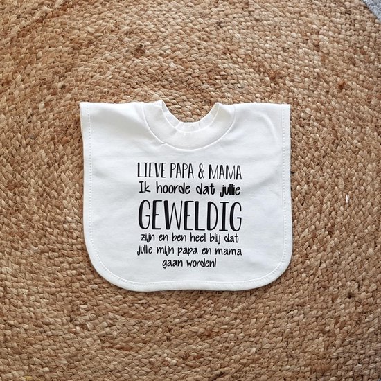 Set van 2 Baby slabbetje cadeau tekst zwangerschap aankondiging jullie worden papa en mama| Geboorte Cadeau / Kraamcadeau set van 2 zwangerschapsaankondiging bekendmaken hoera bekendmaking eerste vaderdag moederdag van Merkloos