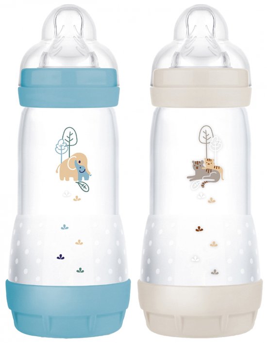 Set van 2 Babyflessen - MAM - Easy Start - Antikoliek - 320 ml - Flow 3 speen - Oceaan + Zand van Merkloos