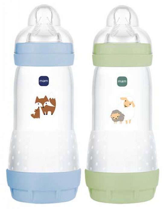 Set van 2 Babyflessen - MAM - Easy Start - Antikoliek - 320 ml - Flow 3 speen - Oceaan + Zand