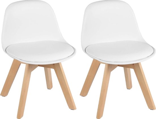 Set van 2 Elegante Kinderstoelen - Kinderzetel/Stoel voor Peuter, Kleuter en Schoolkind - Zithoogte 29 cm - Wit, 56 x 35 x 33,5 cm van Merkloos